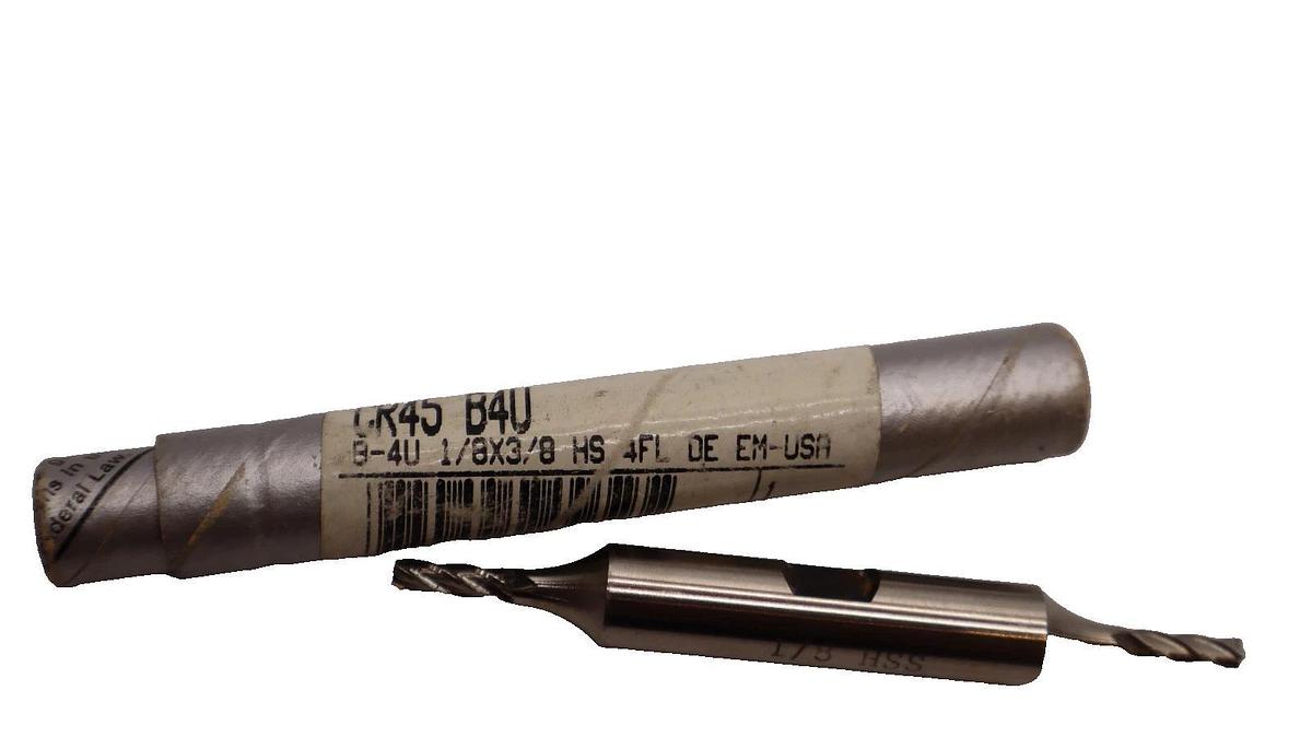 (NEW) RAPIDKUT CR45 B4U , B-4U 1/8" x 3/8" HS 4FL BE EM-USA Double End Mill
