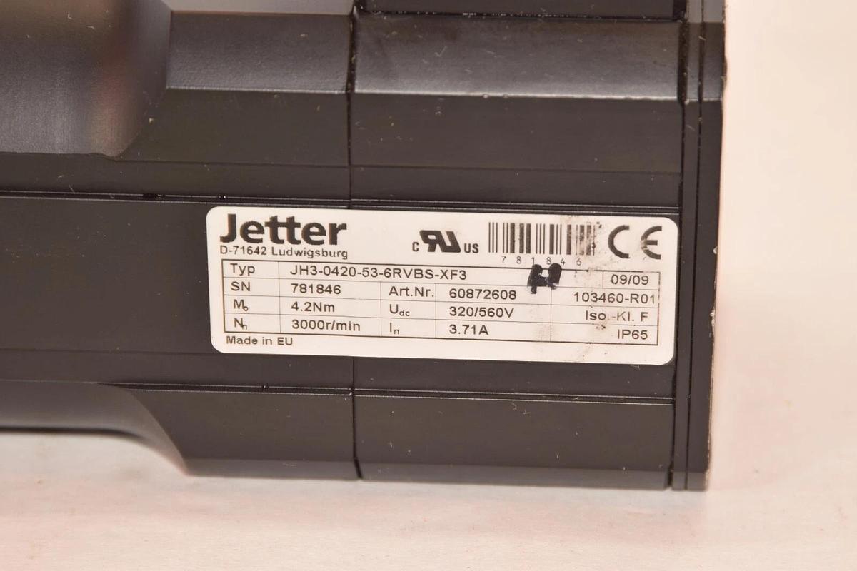 Used Jetter PM Servo Motor 3ph JH3-0420-53-6RVBS-XF3 JH30420536RVBSXF3