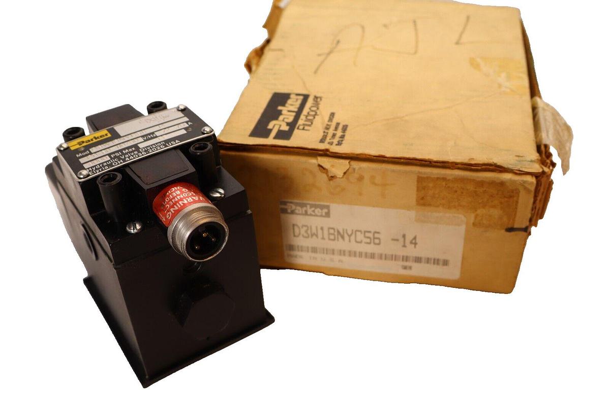 (NEW) PARKER D3W1BNYC56-14 110/120V , .72-.75A , 3000psi Flow Control Valve