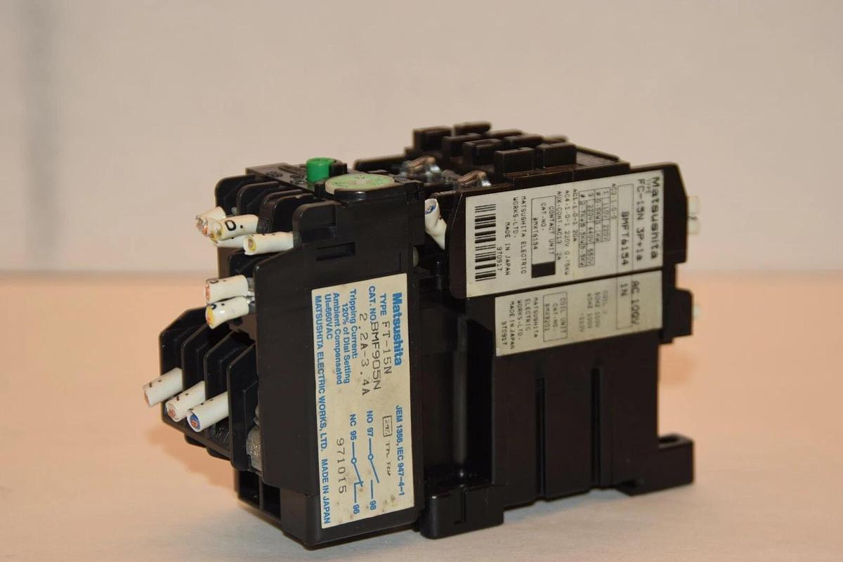 Used MATSUSHITA FC-15N STARTER WITH FT-15N RELAY 2.2A-3.4A 100-110V AC 50/60Hz COIL
