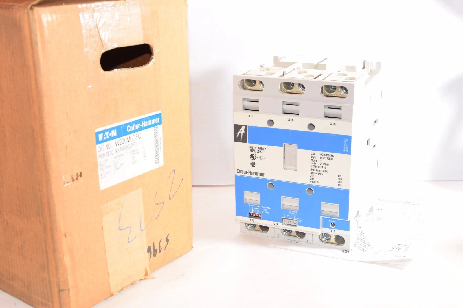 Cutler Hammer W200M6CFC, Advantage Starter Size 6, 400HP, 540A, W+200M6CFC, New