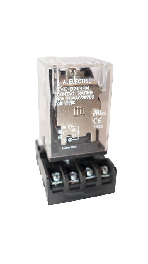 Used (Lot of 2) A.A. ELECTRIC AAE-D204-M 10A 24V Coil 8-Pin Relay With Base