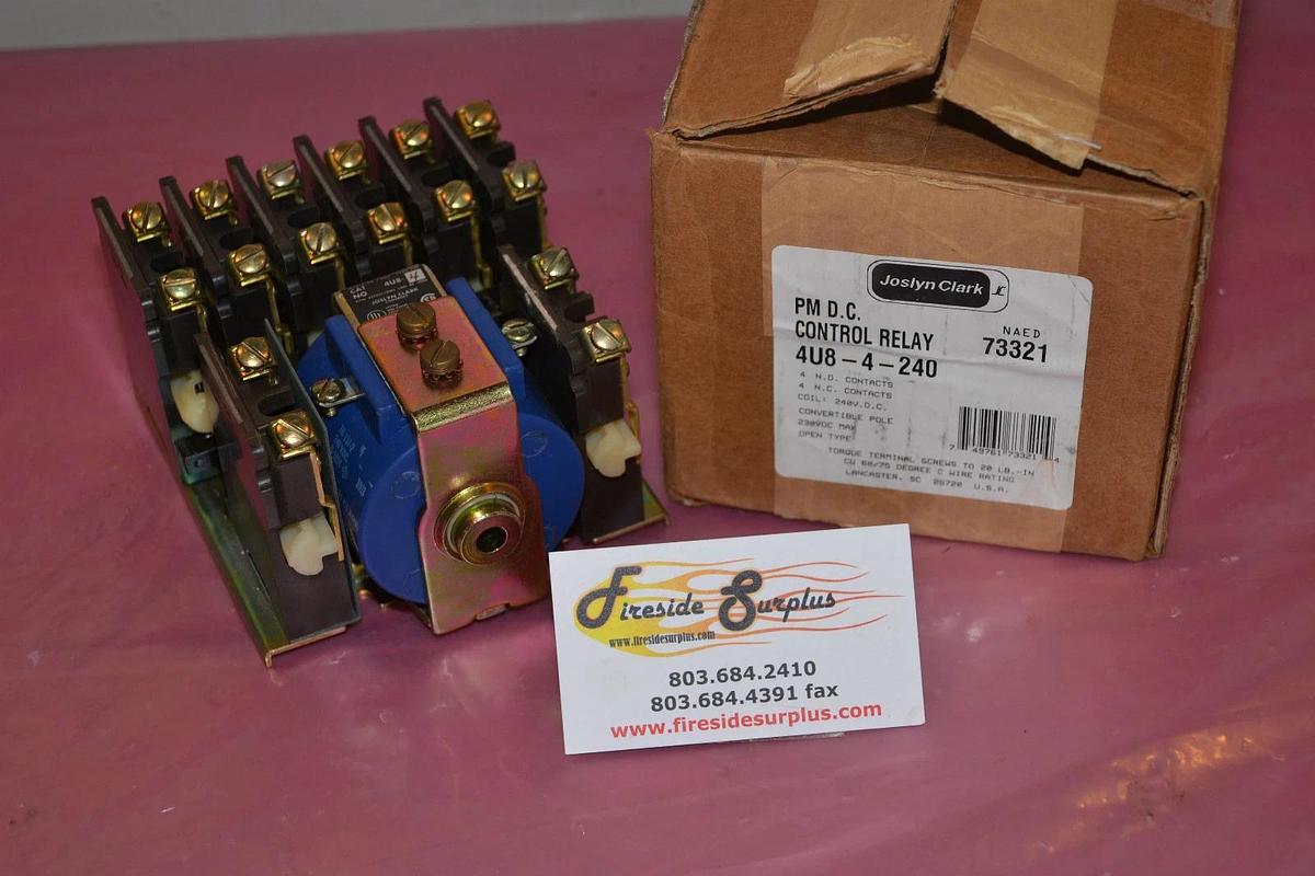 Joslyn Clark PM D.C Relay 4U8-4-240 4U8 4 240 NAED 73321 240vdc coil NIB