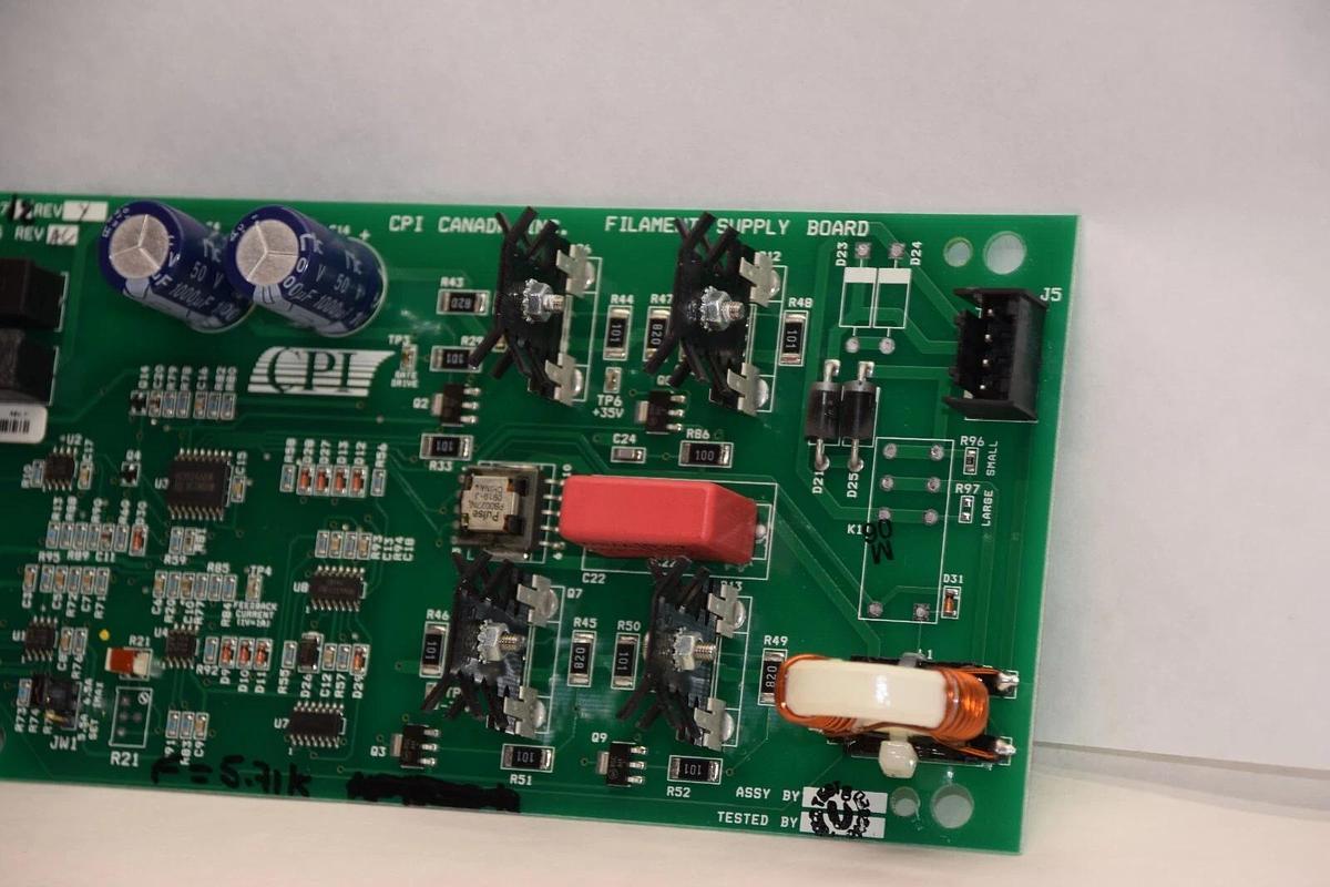 Used CPI CANADA INC 731407 , 73140712 Rev Y ,731405 Rev AC Filament Supply Board Card
