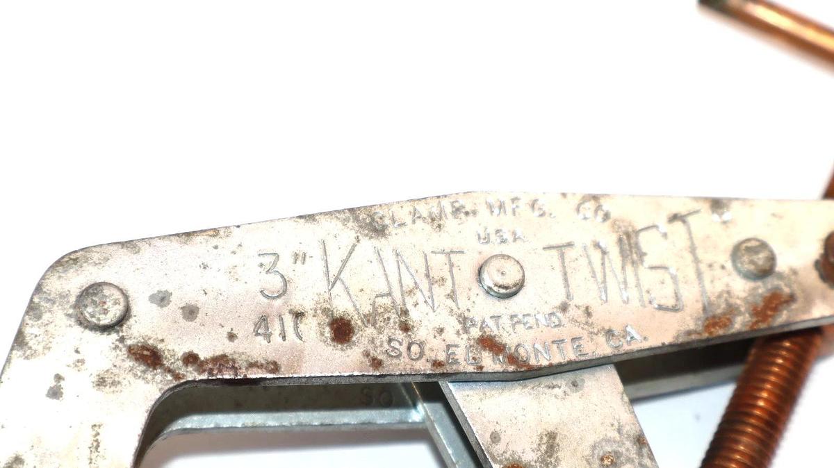 Used Clamp Mfg. Kant Twist Clamp No. 410, 3"  T-handle Multipurpose Welding Clamp