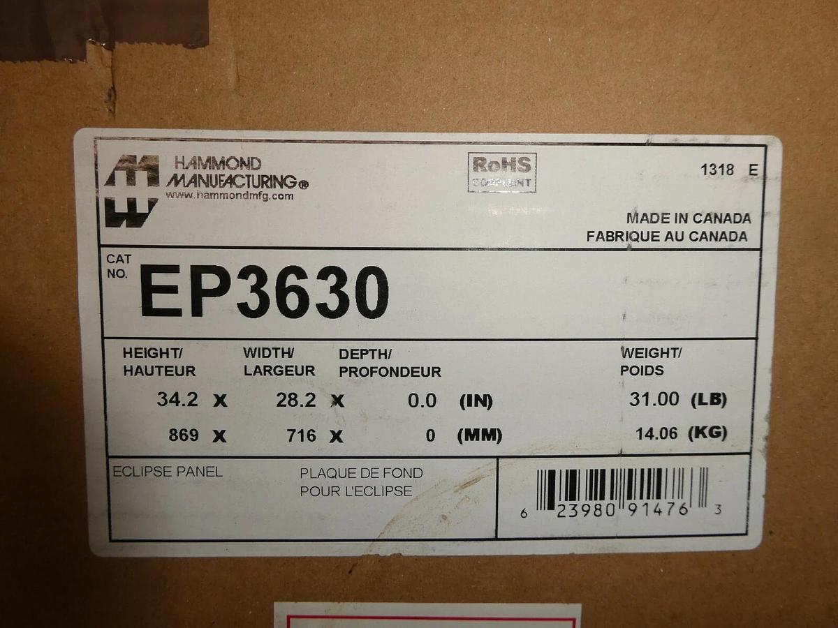 (NEW) HAMMOND EP3630 34.2" x 28.2" Eclipse Enclosure Panel