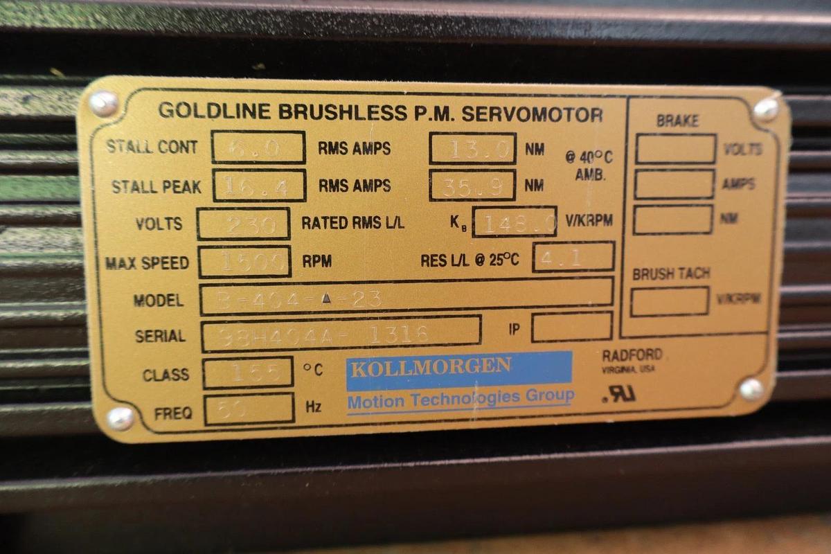 KOLLMORGEN Servo Motor Goldline XT B-404-A-23 B404A23 230v 1500rpm (NEW)