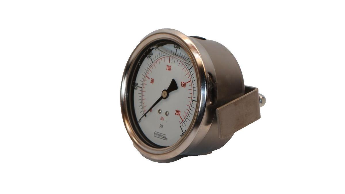 NOSHOK Back Connection Gauge 0-3000psi Liquid Filled 1/4 NPT 206.8 Bar (NEW)