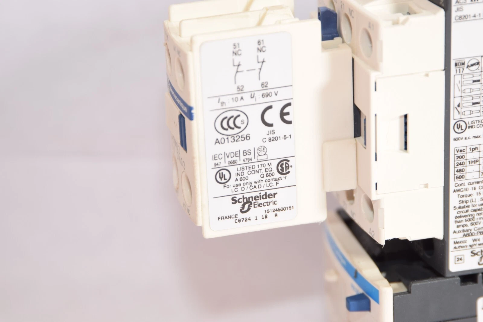 Used TELEMECANIQUE LRD 08 Relay With LC1 D09 Contactor & LADN02 Auxilary Contact