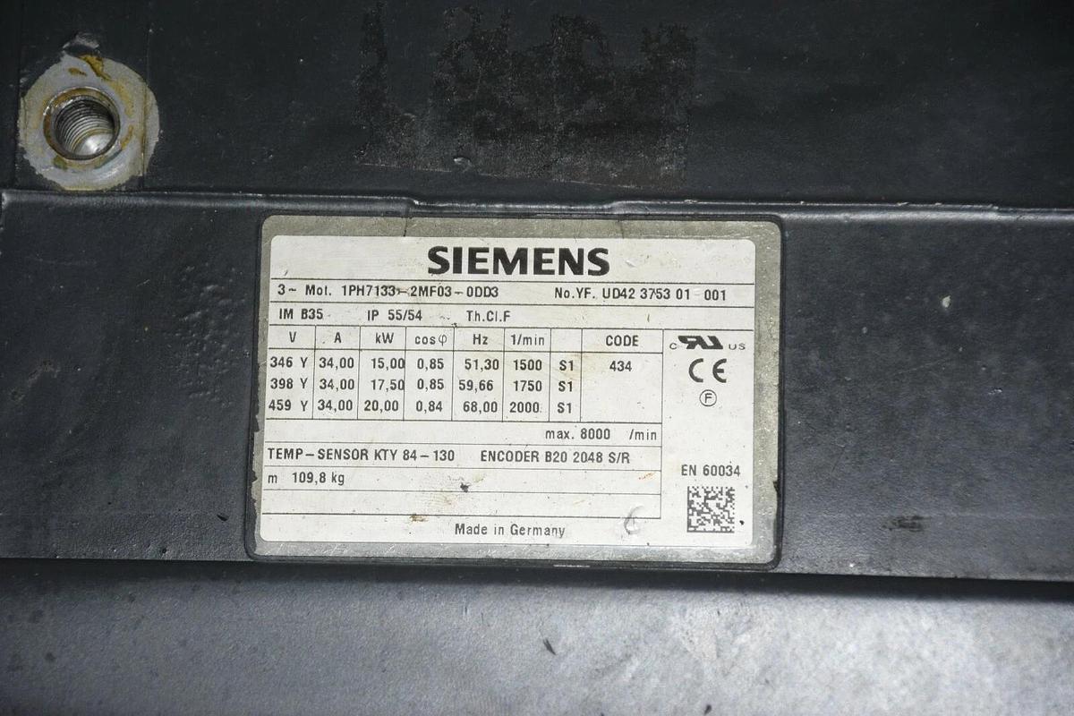 Used Siemens 1750rpm Induction Motor 1ph 7133-2MF03-0DD3 95.5NM 1ph 71332MF030DD3