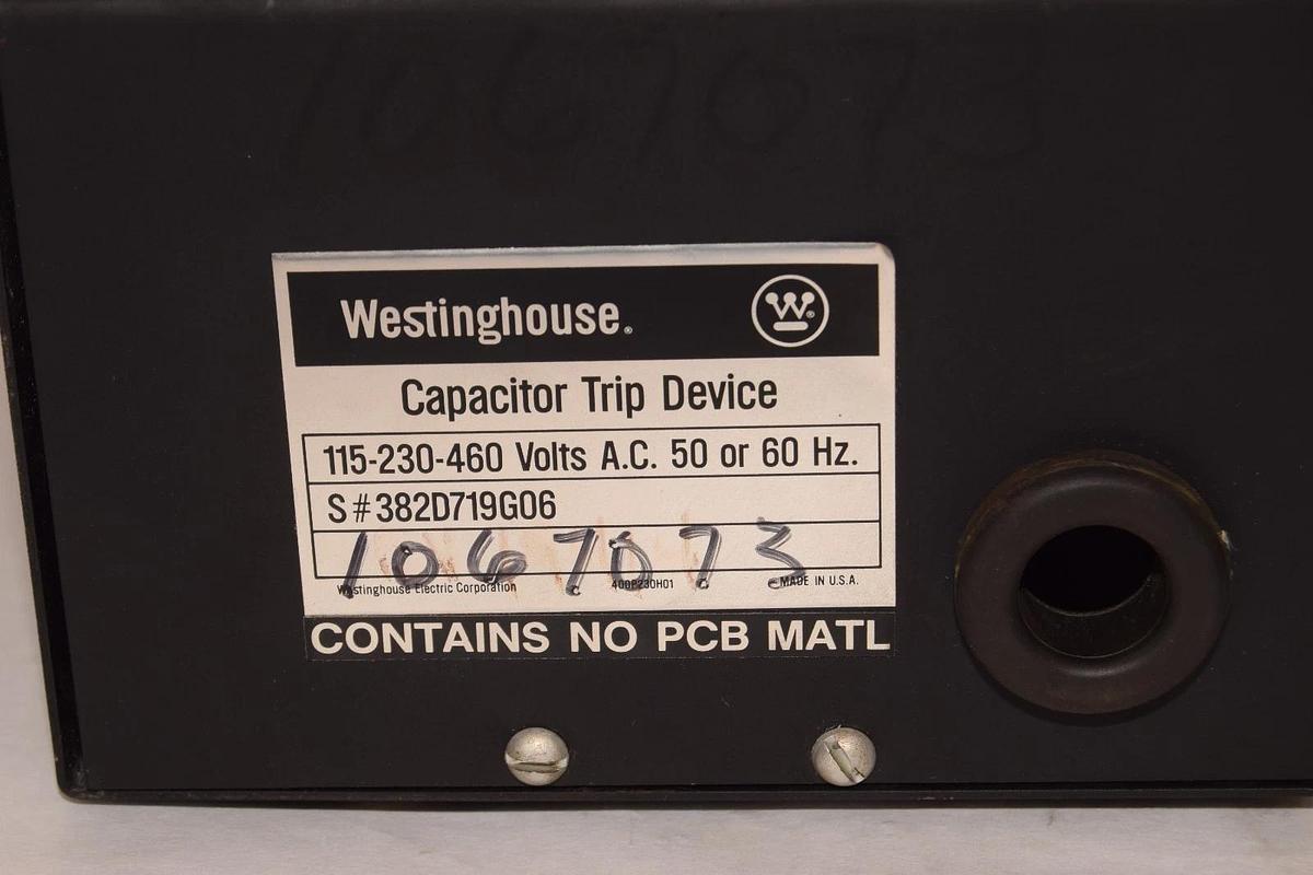 Used Westinghouse 382D719G06 115-230-460V Capacitor Trip Device