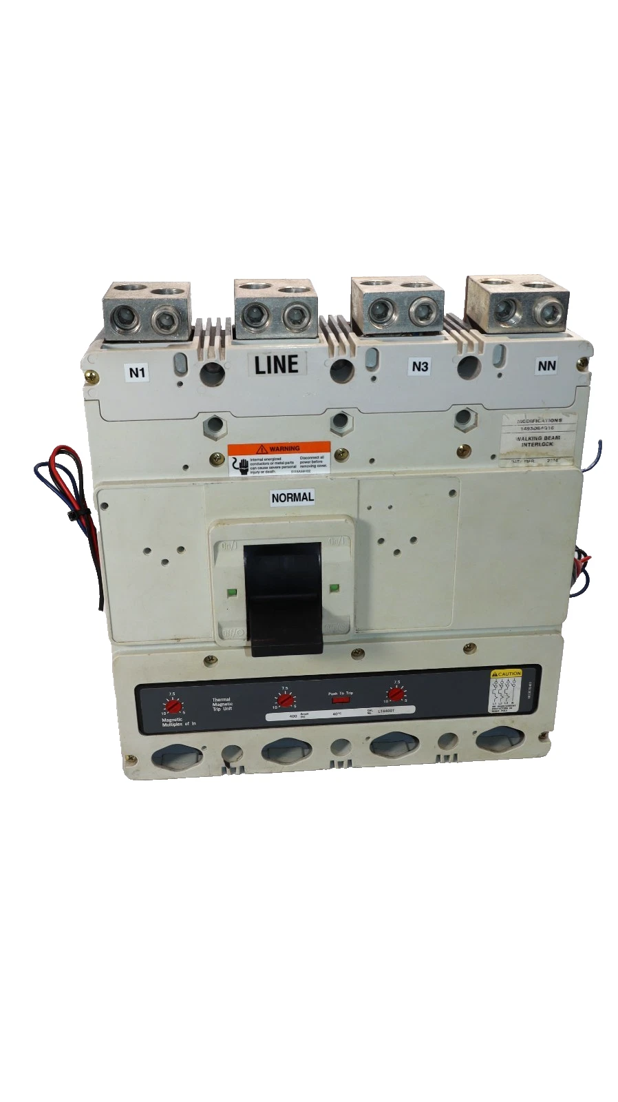 Used Cutler Hammer Breaker 400A Molded Case 4P 1493D84G16 A1L4LPK A3X4PK Trip LT4400T