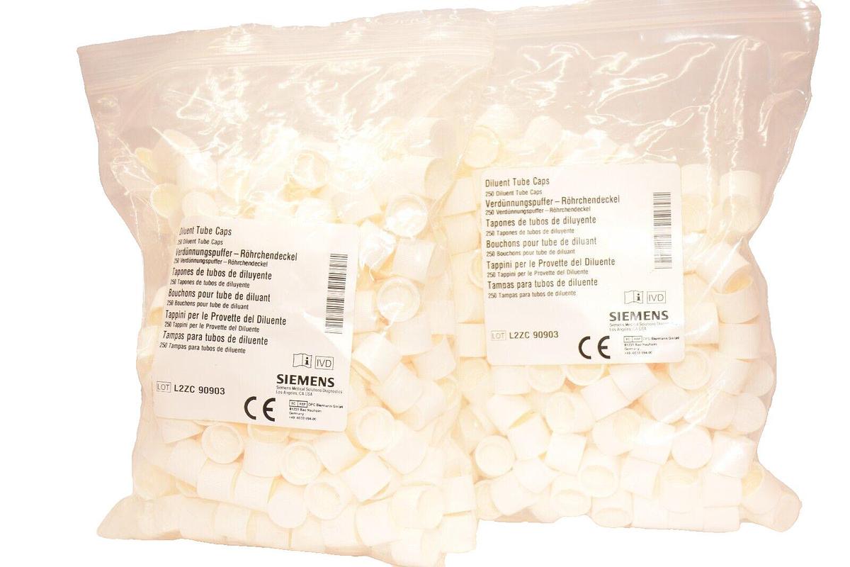 (NEW - Lot of 500) SIEMENS MEDICAL SOLUTIONS L2ZC , 90903 Diluent Tube Caps