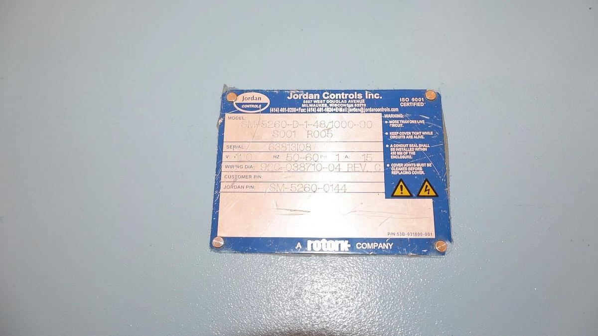 Refurbished Jordan Controls Rotary Actuator SM-5260-D-1-48/1000-90 S001 R005 SM-5260-0144
