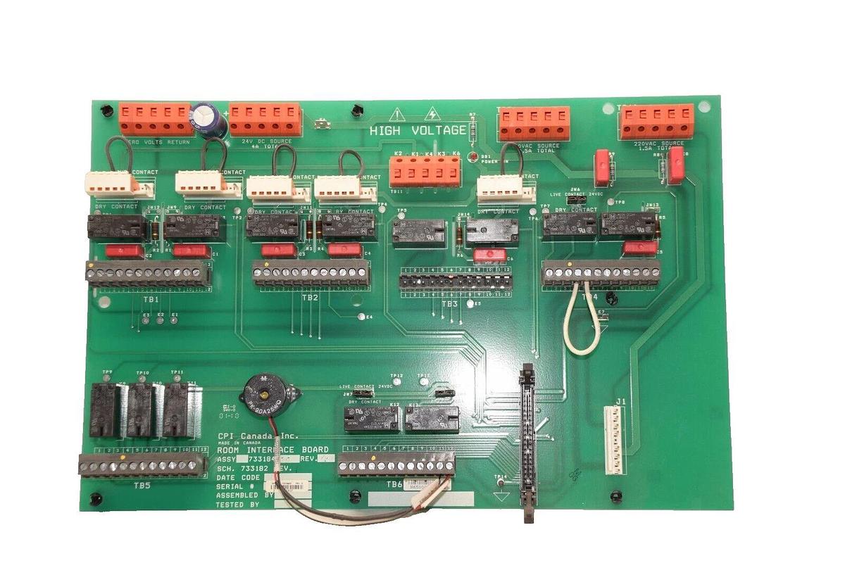 Used CPI CANADA 733184 00 , 733182 Room Interface Board Card