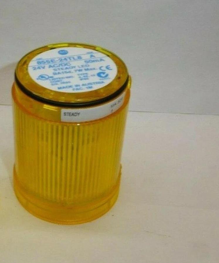Used ALLEN BRADLEY 855E-24TL8 855E24TL8 24V 50mA Ser A Yellow Steady LED Stack Light