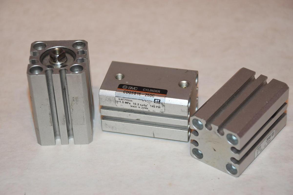 Used (LOT OF 3) SMC CDQSB16-25DC CDQSB1625DC 145psi 1.0MPa COMPACT CYLINDER