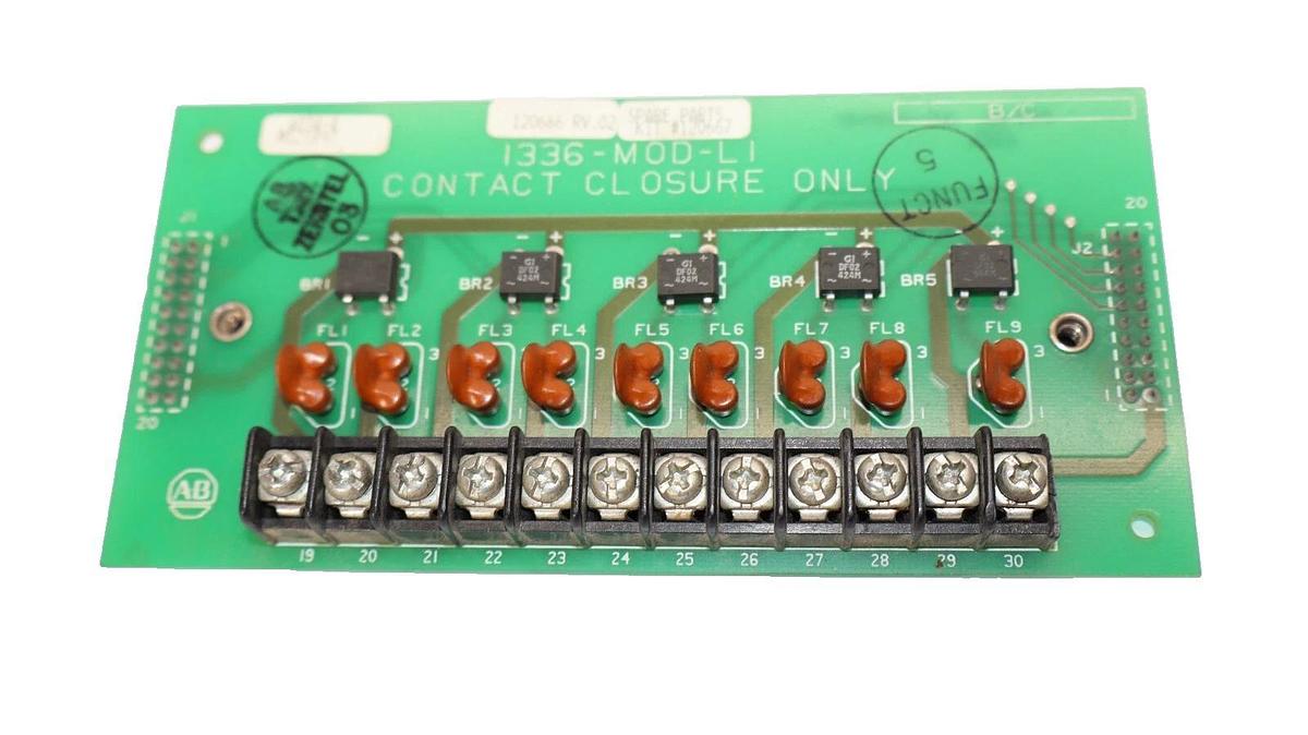 Used ALLEN BRADLEY Circuit Bord Card 1336-MOD-LI Contact Closure Only 120666 Rev 02
