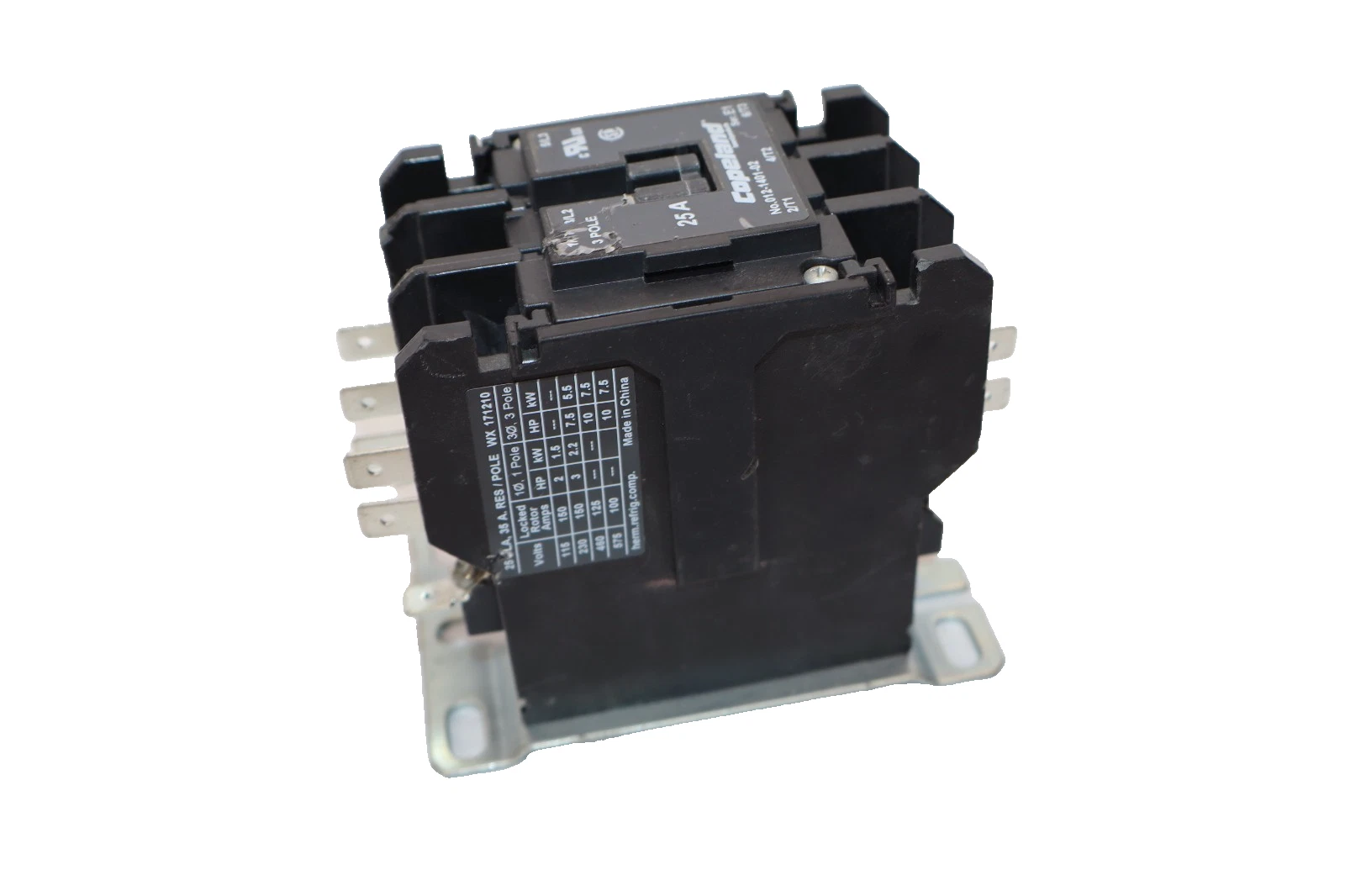Copeland Contactor 25A , 012-1401-02 , 012140102 115V Coil Series E1