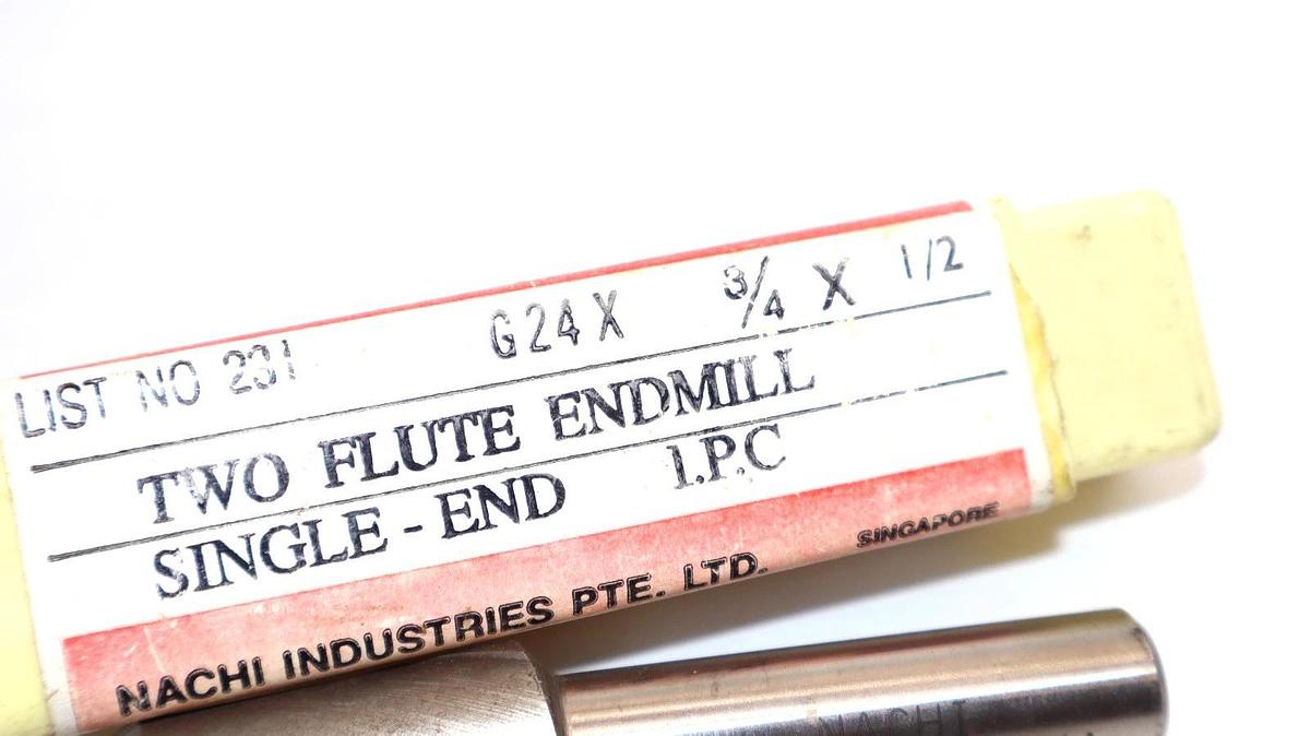 NACHI 231 G24 x 3/4" x 1/2" G24x3/4x1/2 Two Flute End Mill Single End (NEW)