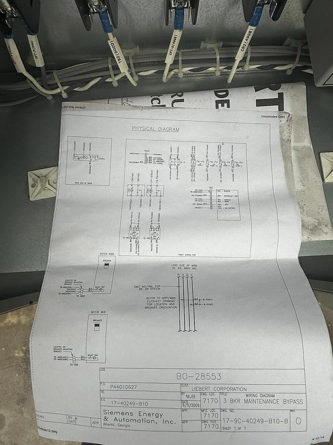 Used Siemens P4E75ML400ETS P4 Panelboard 400A 480/277V 3PH 400 Amp 3 Breaker Mbpass