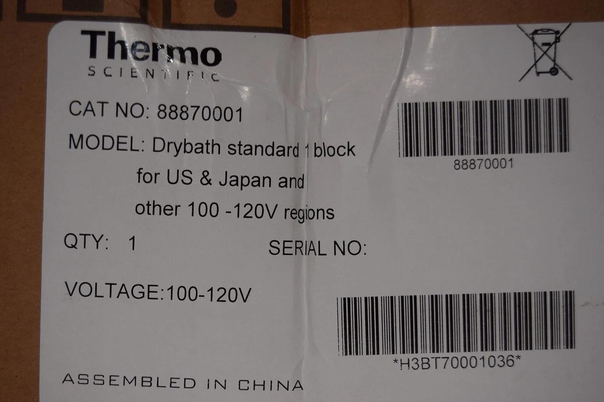 Thermo Scientific 88870001 Drybath Dry Bath Standard 1 Block 100-120v  (NEW)