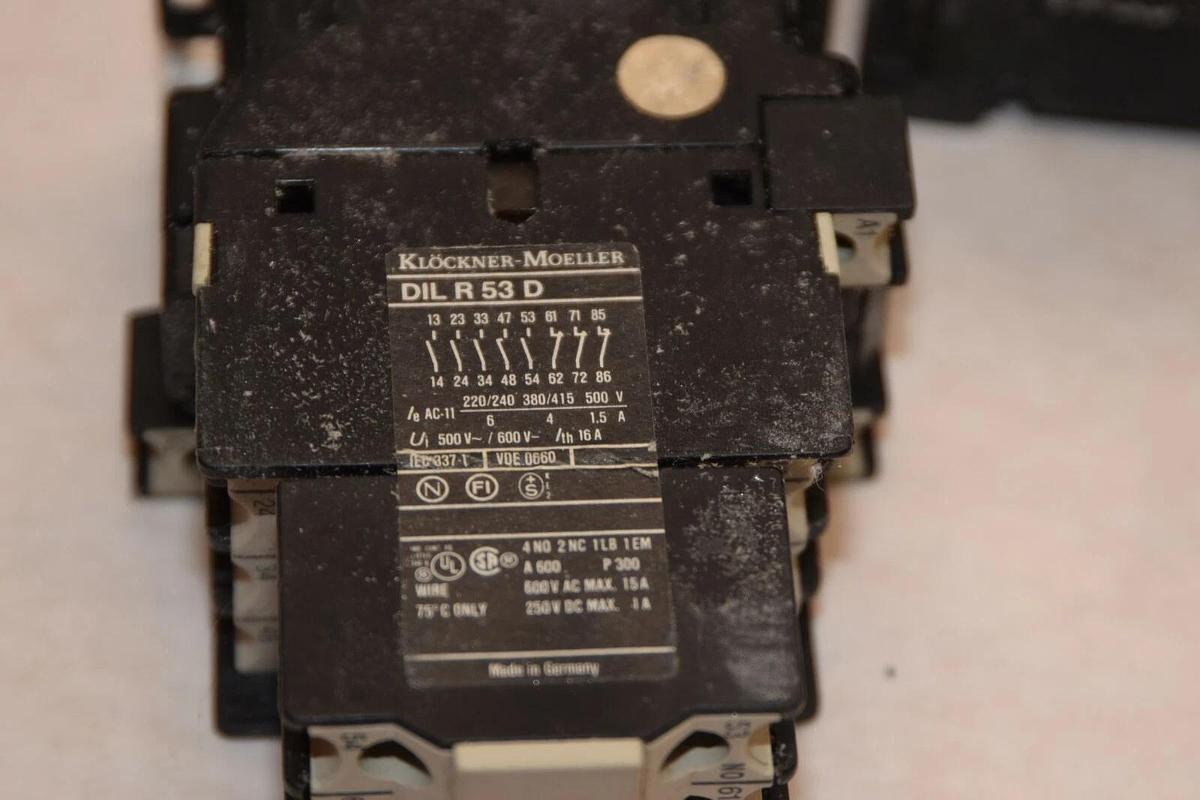 Used (Lot of 2) KLOCKNER-MOELLER DILR53D DIL R 53 D 115V 60Hz Coil Contactor
