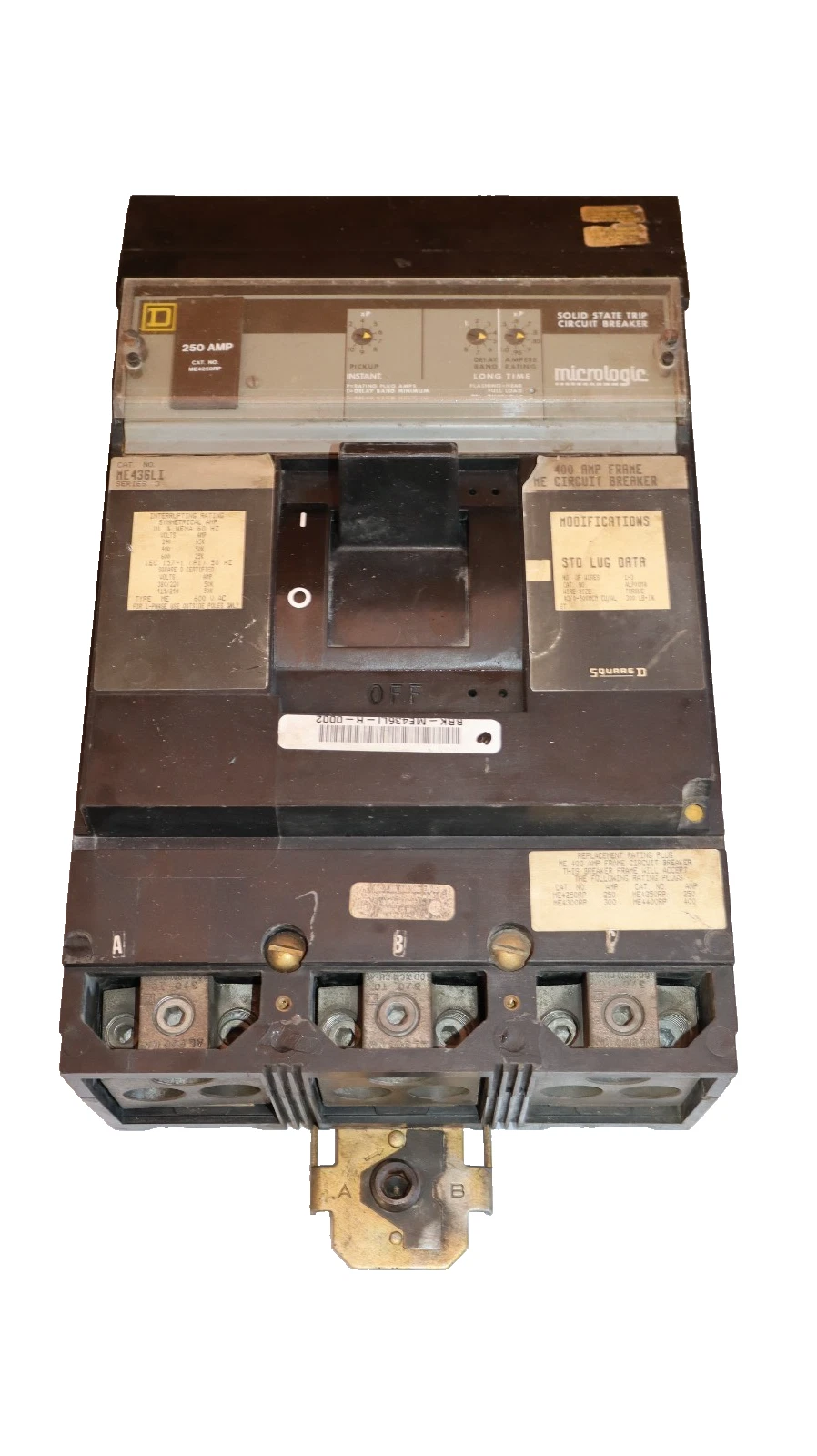 Used Square D I-LINE Breaker ME436LI 400A 400 Amp 600V Micrologic 250A Trip ME4250RP