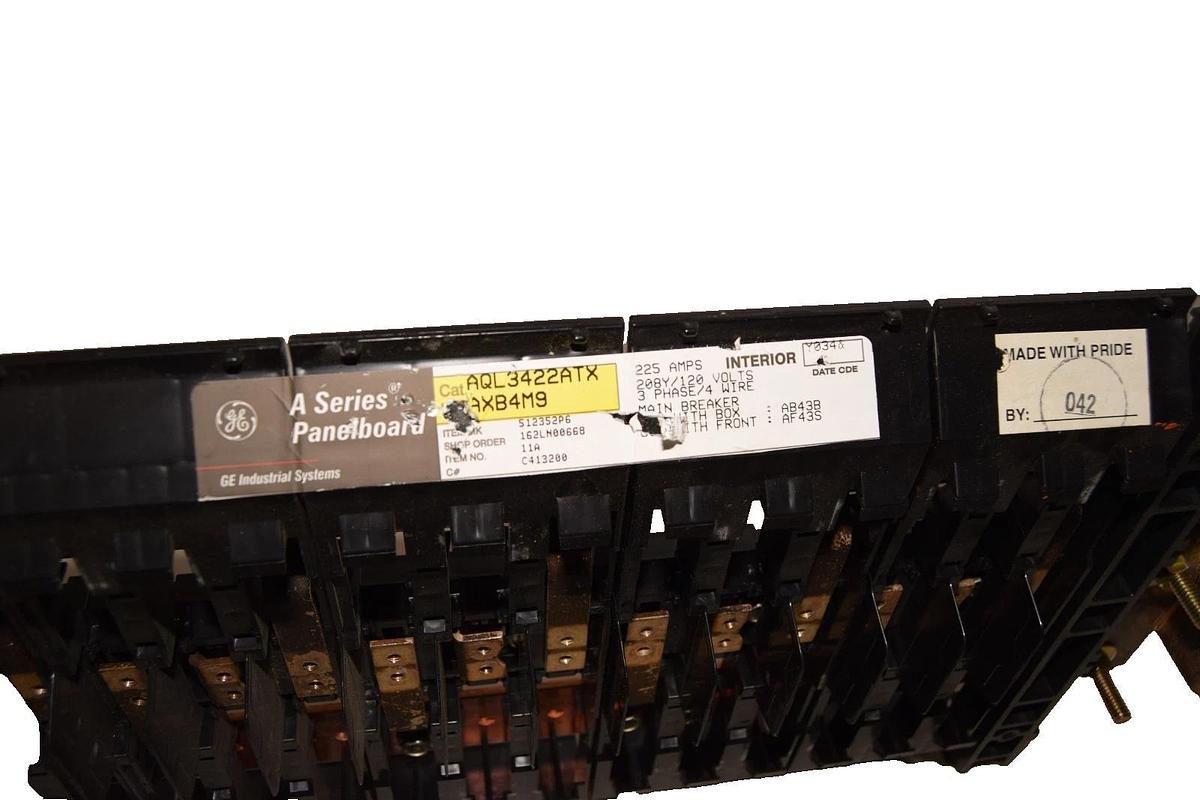 Used General Electric / GE AQL3422ATX 225Amp 3Ph Main Lug Panelboard Interior *Only*