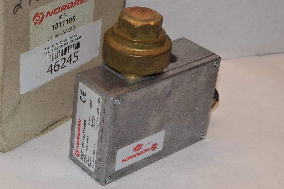 NEW NORGREN 1811105000000000 1811105 0.05-1 BAR 250V 5A PRESSURE SWITCH