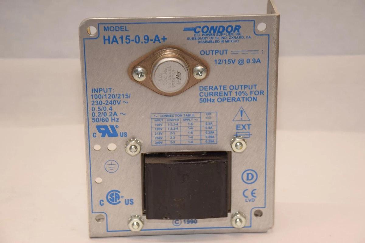Used CONDOR HA15-0.9-A+ 12/15V @ 0.9A Power Supply