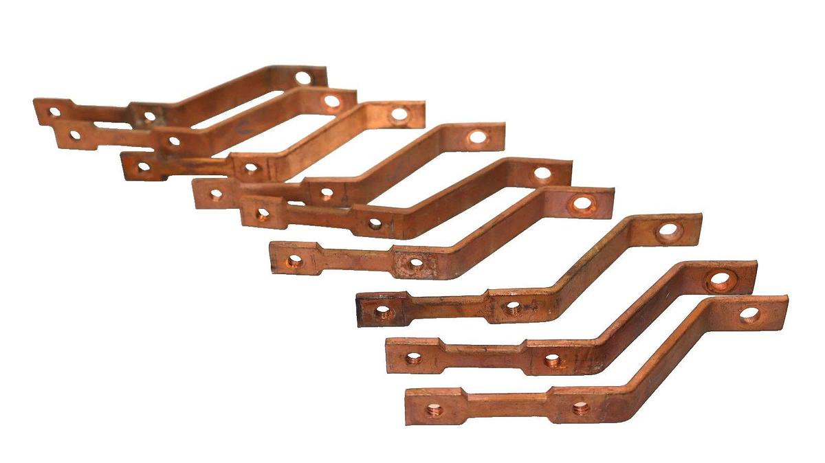 Used Buss Bar Copper 5-1/2" x 2-6/8 x 2-2/8" x 1-1/8" (Lot of 9)
