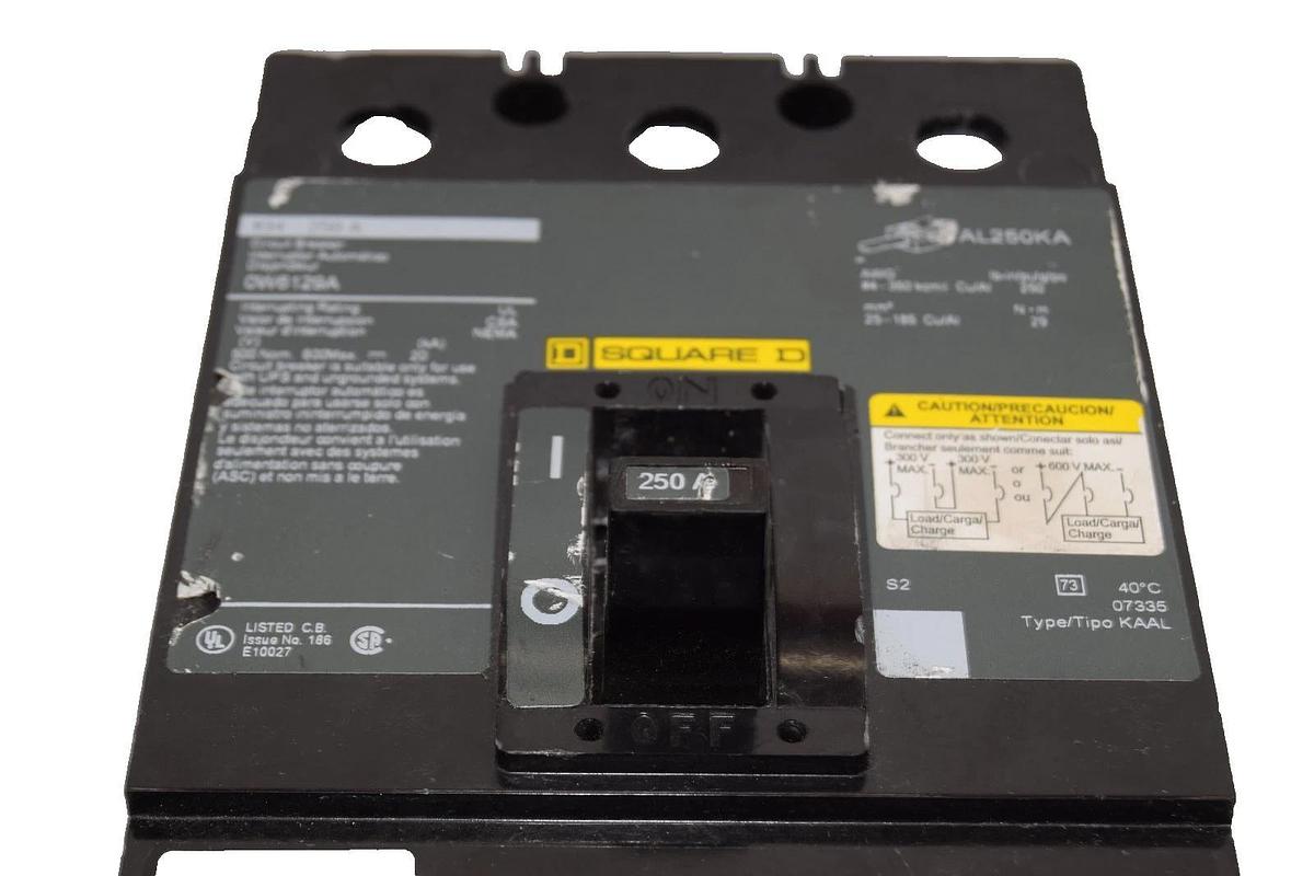 Used Square D 250A Circuit Breaker 0W6129A KH 250 Amp 3 Pole