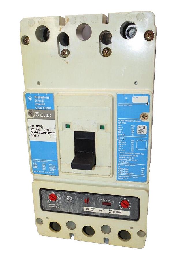 Used Westinghouse Ser C Circuit Breaker KDB35k 400a 400 Amp 2p KDB2400M01S09Y07