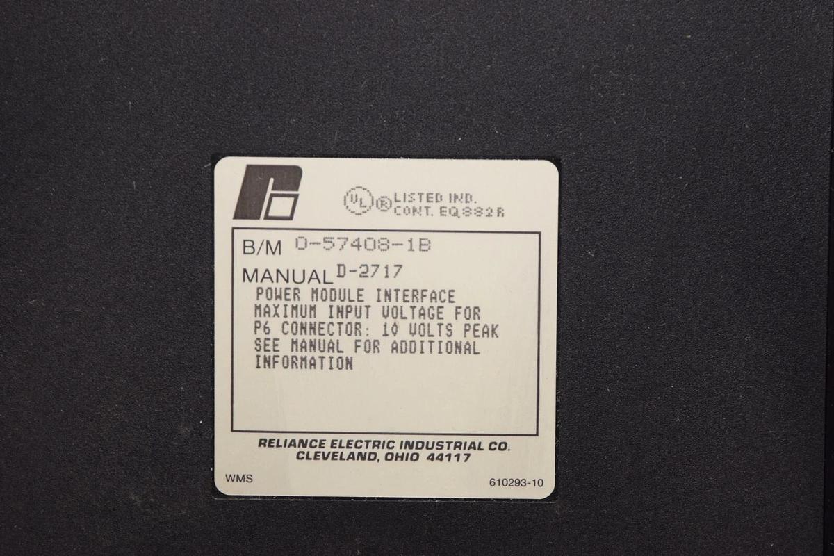Used RELIANCE ELECTRIC 0-57408-1B D-2717 Power Module Interface