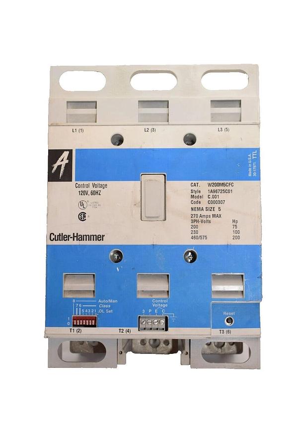 Cutler-Hammer Westinghouse W200M5CFC Size Sz 5 Motor Starter 1A96725C01 *REFURB*