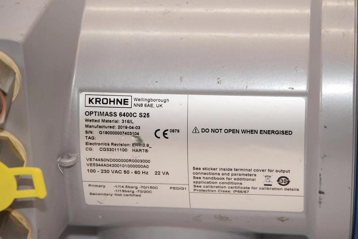 Used Krohne Optimass Meter Head 6400C S25  Flow Meter