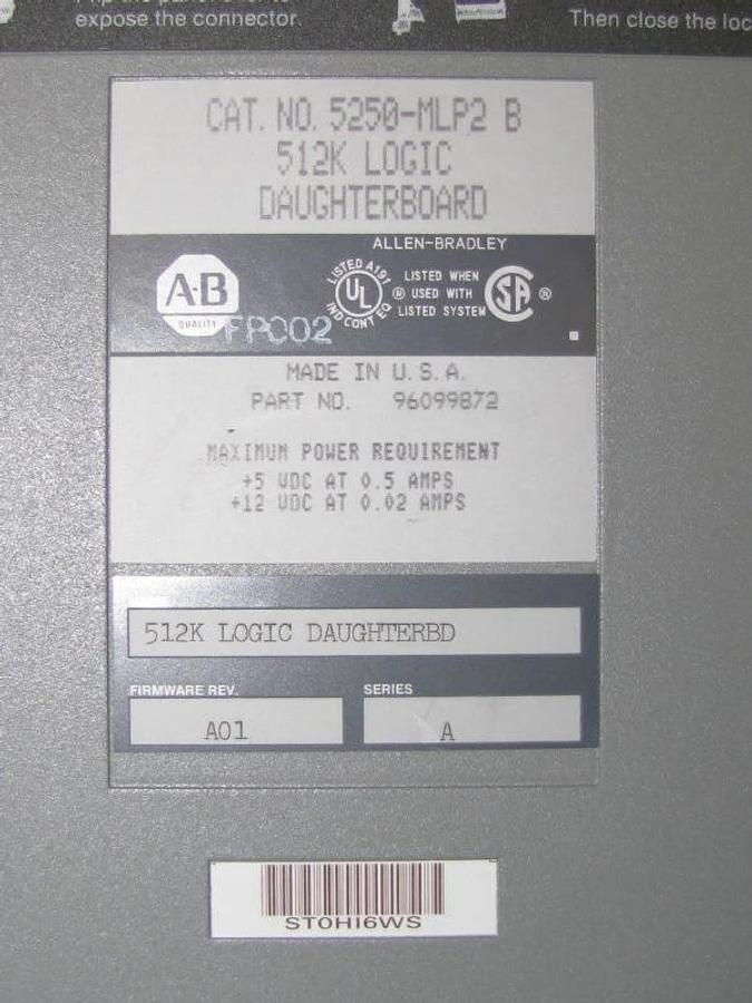 Used AB Allen Bradley 5250MLP2 512K Logic Daughterboard 5250-MLP2 B A