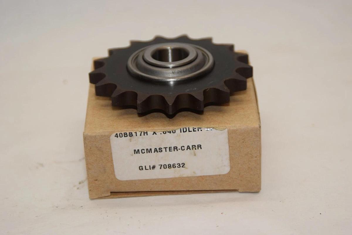 (NEW) MCMASTER-CARR 40BB17H x .640 17 Teeth Idler Sprocket