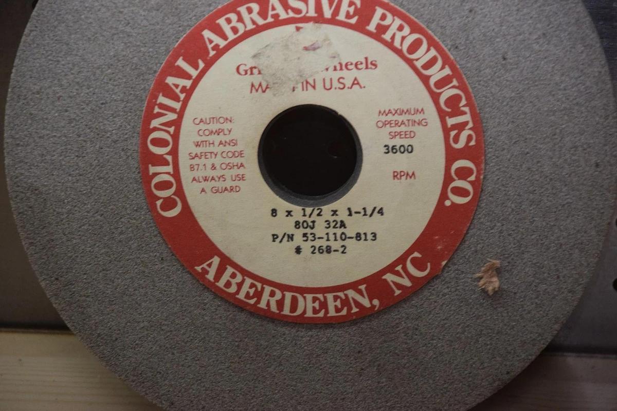 Colonial Abrasive 53-110-813, 80J 32A  Grey Grinding Wheel 8" x 1/2" x 1-1/4"