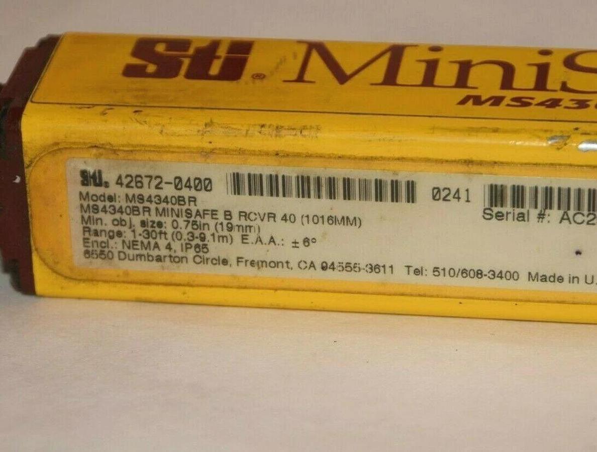 Used STI MS4340BR 42672-0400 MINISAFE SAFETY LIGHT CURTAIN