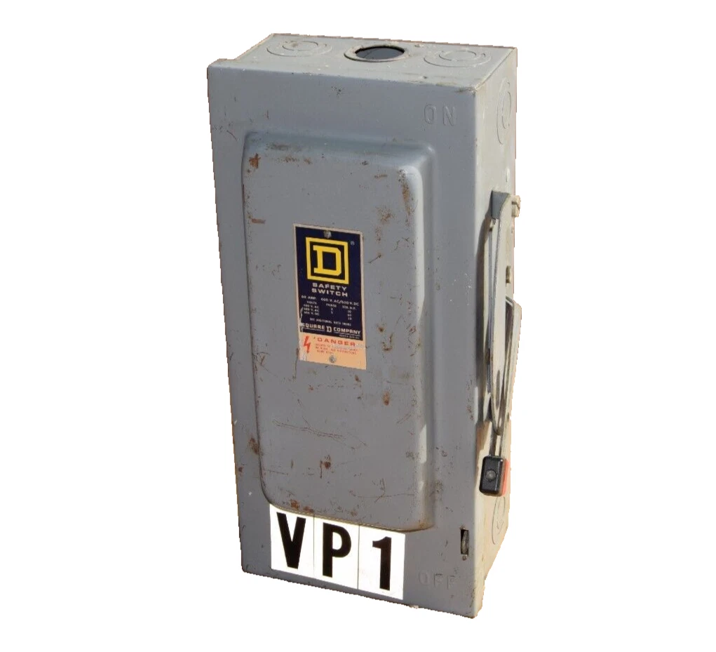 Used SQUARE D HU-362 HU362 Ser E1 60A 60 Amp 60 A 600V Unfisible Safety Switch Type 1