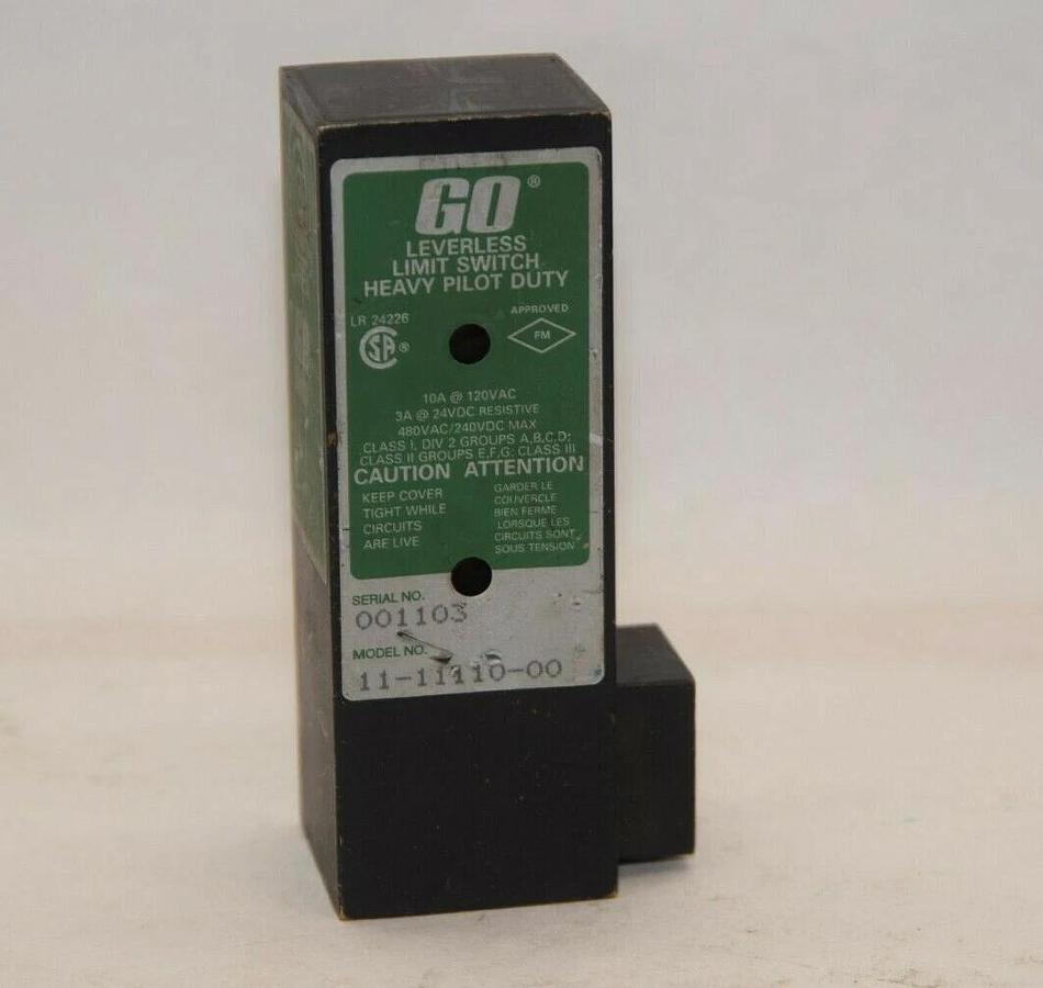 Used GO 11-11110-00 3A/10A 24Vdc / 120Vac Leverless Limit Switch