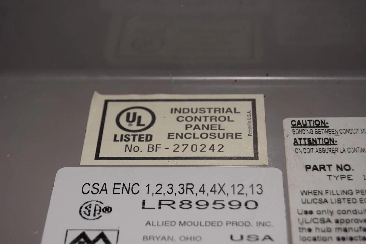 Used ANDERSON AM1206 AM1206SO19 12" x 10" x 6-3/4" OD Plastic PVC Control Enclosure