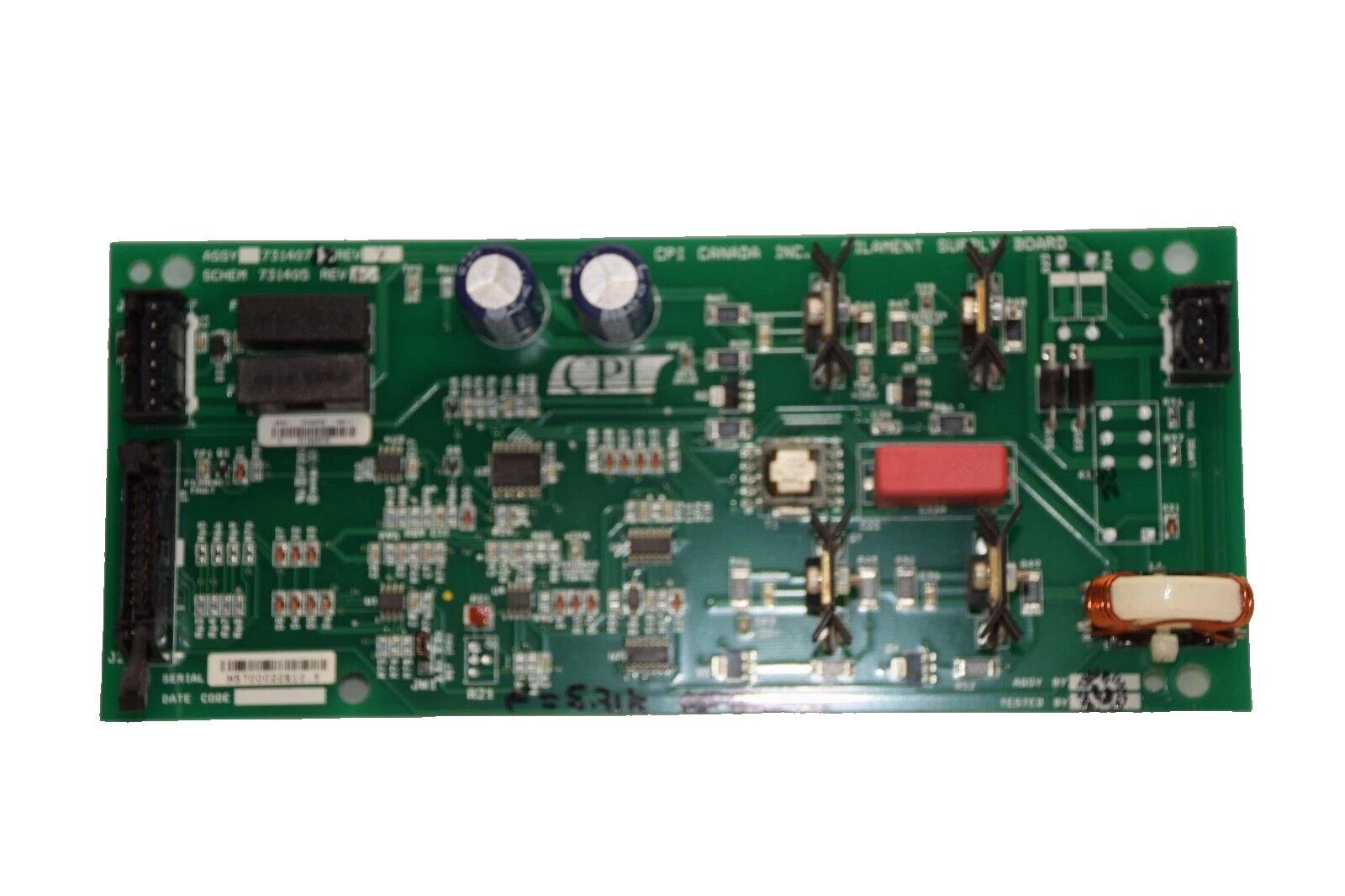 Used CPI CANADA INC 731407 , 73140712 Rev Y ,731405 Rev AC Filament Supply Board Card