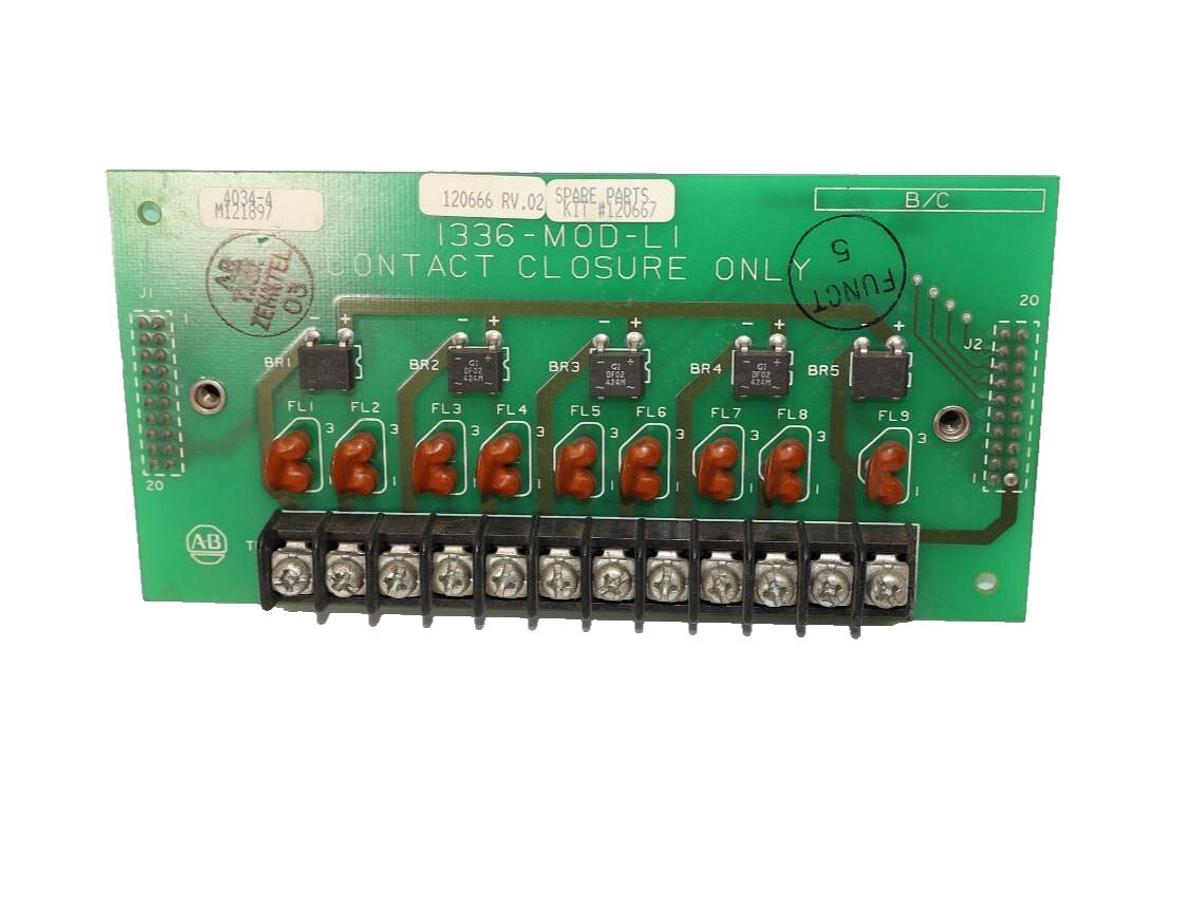 Used ALLEN BRADLEY Circuit Bord Card 1336-MOD-LI Contact Closure Only 120666 Rev 02