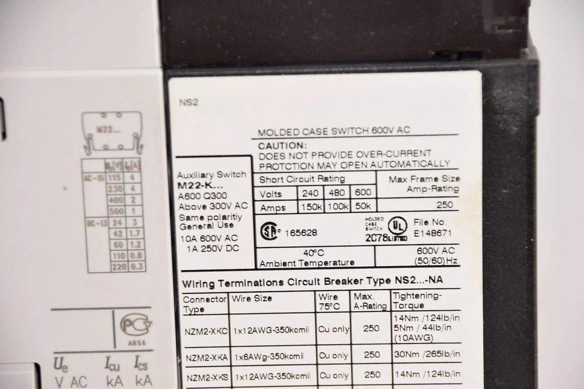(NEW) MOELLER Eaton NS2-160-BT-NA , NS216BTNA Disconnect Switch Circuit Breaker