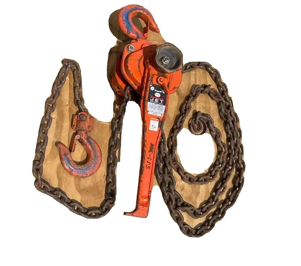 Used JET 3 Ton MiniMite Puller Leaver Chain Hoist Come Along 6,000lb MM355 15ft chain