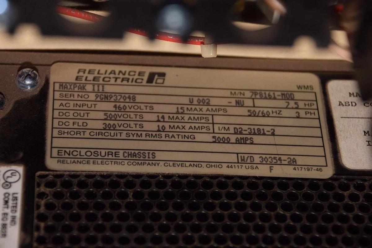 Used Reliance Electric Maxpak III 7.5hp Drive 7P8161-MOD 910K8160 460v 3p 0-58703-61A