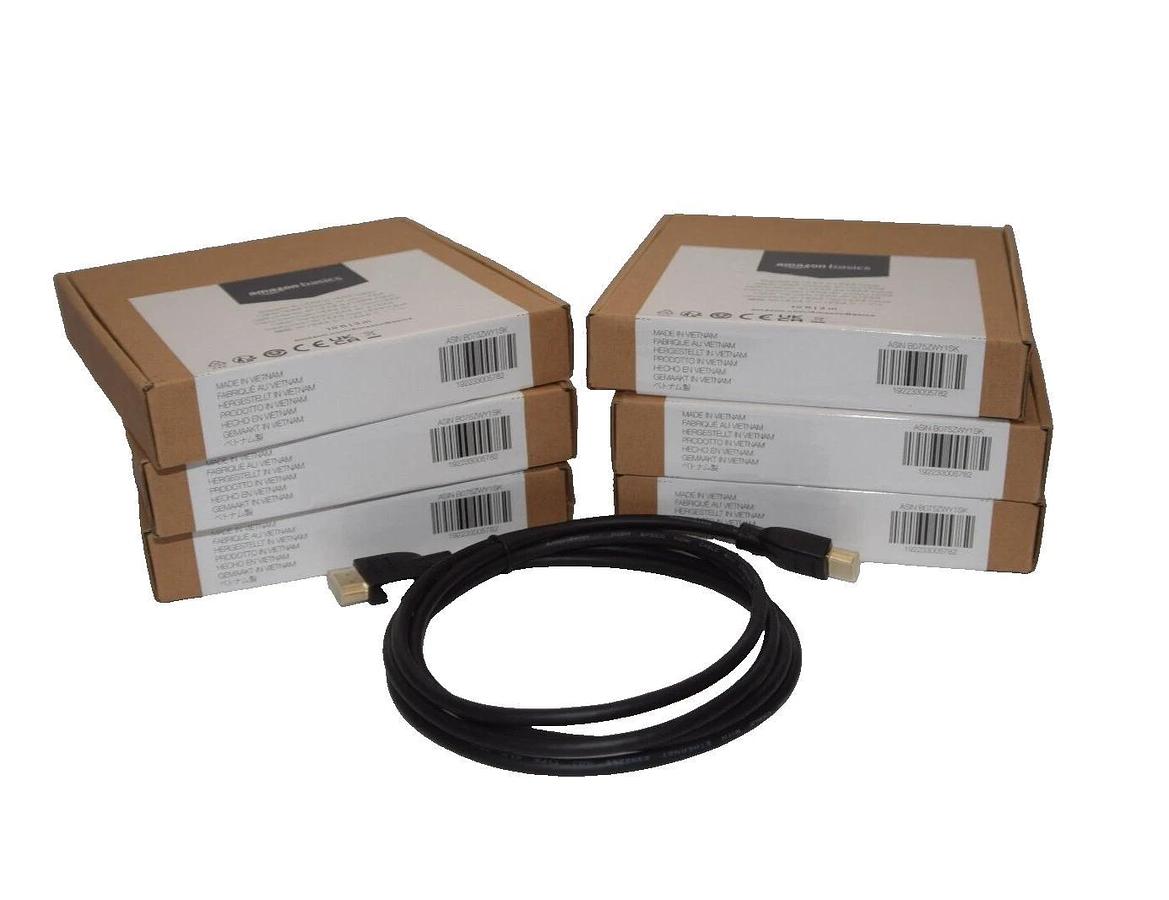 (NEW - Lot of 7) AMAZON BASICS 10' Braided 4K HDMI to HDMI Cable
